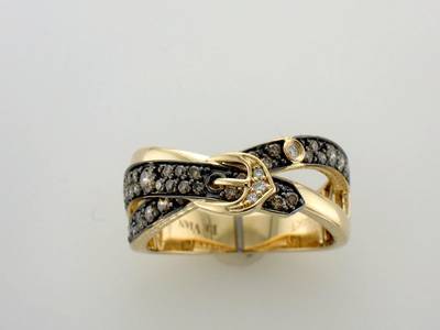 Levian Diamond Yellow Gold Belt Buckle Ring