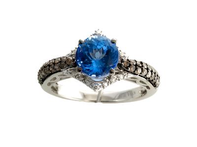 Le Vian Chocolatier Ring featuring Blueberry Tanzanite Chocolate Diamonds, Vanilla Diamonds set in 14K White Gold - BirthStone.com