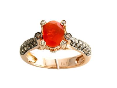 Le Vian Chocolatier Ring featuring Neon Tangerine Fire Opal Chocolate Diamonds, Vanilla Diamonds set in 14K Rose Gold - BirthStone.com