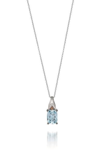 Le Vian Grand Sample Sale Pendant featuring Sea Blue Aquamarine Chocolate Diamonds, Vanilla Diamonds set in 14K White Gold