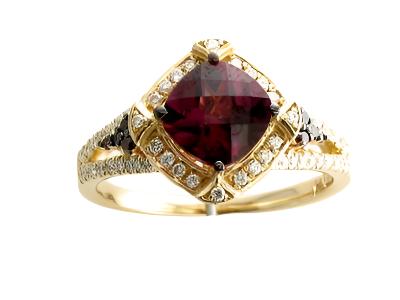 Le Vian Grand Sample Sale Ring featuring Raspberry Rhodolite Cherryberry Diamonds, Vanilla Diamonds set in 14K Yellow Gold - BirthStone.com