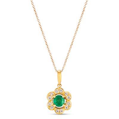 14K YELLOW GOLD DIAMOND NEW EMERALD PENDANT