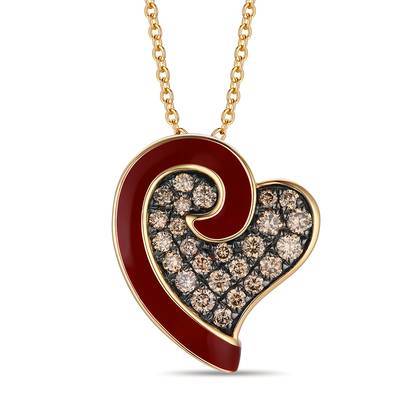 14K YELLOW GOLD DIAMOND ENAMEL PENDANT