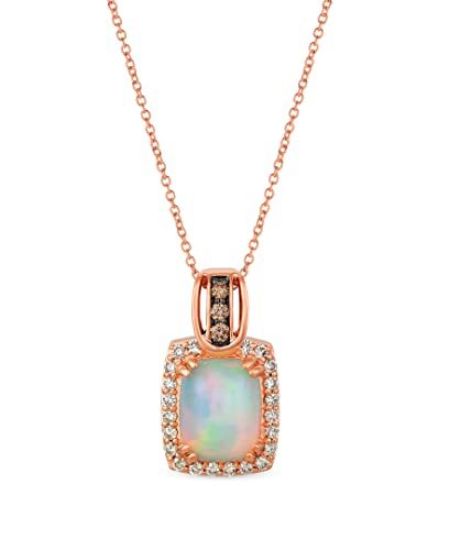 14K STRAWBERRY GOLD DIAMOND OPAL PENDANT