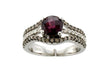 14K WHITE GOLD DIAMOND RHODOLITE RING