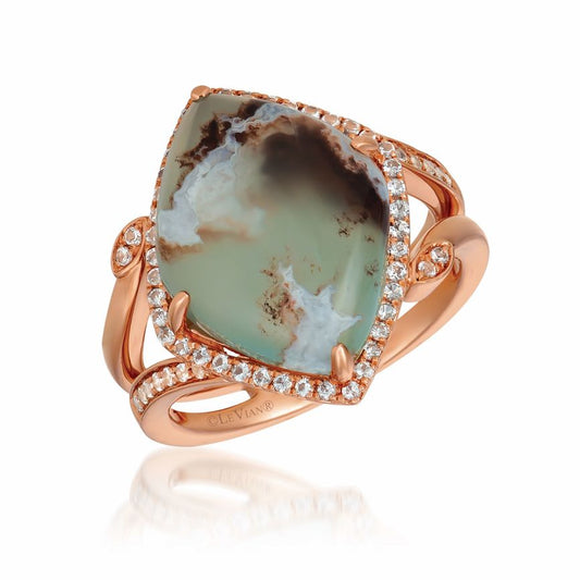 Le Vian Ring featuring Peacock Aquaprase, White Topaz set in 14K Rose Gold - BirthStone.com