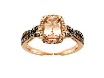 Le Vian Ring featuring Peach Morganite Nude Diamonds, Chocolate Diamonds set in 14K Rose Gold - BirthStone.com