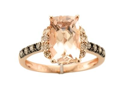 Le Vian Ring featuring Peach Morganite Nude Diamonds, Chocolate Diamonds set in 14K Rose Gold - BirthStone.com