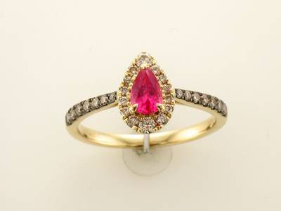 14K YELLOW GOLD DIAMOND RUBY RING