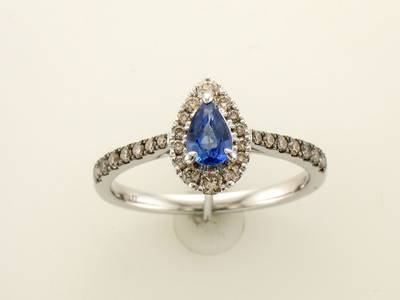 7/8 cts Blue Sapphire and Diamond Size Cocktail Ring in 14K White Gold by Le Vian - BirthStone.com