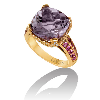 Le Vian Ring featuring Cotton Candy Amethyst, Bubble Gum Pink Sapphire White Diamonds set in 14K Rose Gold - BirthStone.com