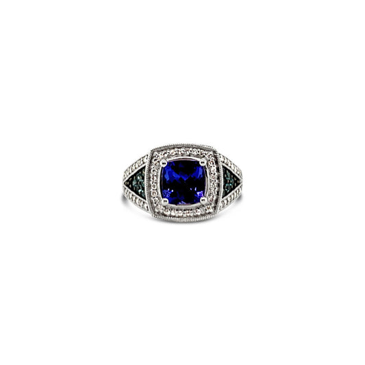 Le Vian Ring featuring Blueberry Tanzanite, Blueberry Zircon White Diamonds set in 14K White Gold - BirthStone.com