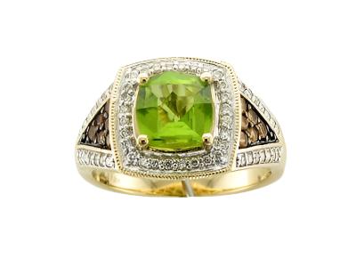 Le Vian Ring featuring Green Apple Peridot, Spessartite White Diamonds set in 14K Yellow Gold - BirthStone.com