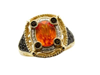 Le Vian Ring featuring Spessartite, Chocolate Quartz White Diamonds set in 14K Yellow Gold - BirthStone.com