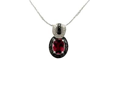 Le Vian Exotics Pendant featuring Passion Fruit Tourmaline Blackberry Diamonds, White Diamonds set in 14K White Gold - BirthStone.com