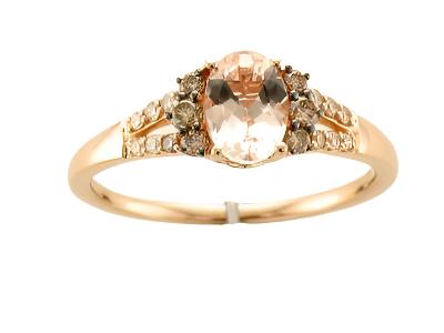 14K STRAWBERRY GOLD DIAMOND MORGANITE RING