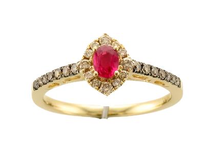 14K YELLOW GOLD DIAMOND RUBY RING