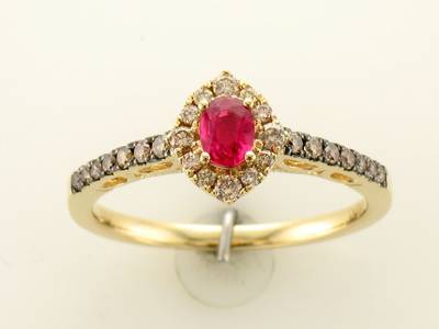 14K YELLOW GOLD DIAMOND RUBY RING