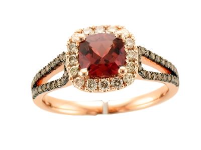 Le Vian Ring featuring Raspberry Rhodolite Nude Diamonds, Chocolate Diamonds set in 14K Rose Gold - BirthStone.com