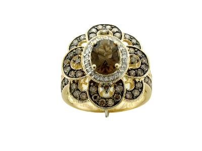 Le Vian Ring featuring Chocolate Quartz Chocolate Diamonds, White Diamonds set in 14K Yellow Gold - BirthStone.com