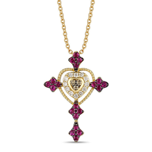 Le Vian Pendant featuring Passion Ruby Chocolate Diamonds, Nude Diamonds set in 14K Yellow Gold - BirthStone.com