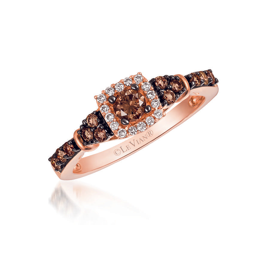 Le Vian Chocolatier Ring featuring Chocolate Diamonds, White Diamonds set in 14K Rose Gold - BirthStone.com