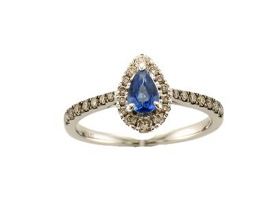 14K WHITE GOLD DIAMOND SAPPHIRE RING