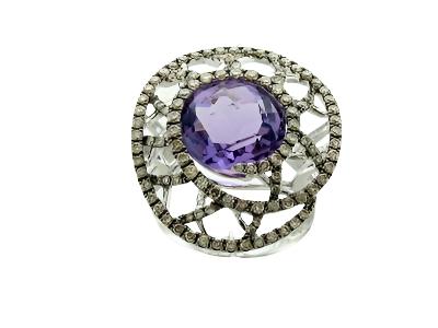 Le Vian Ring featuring Grape Amethyst Chocolate Diamonds set in 14K White Gold - BirthStone.com