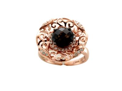 Le Vian Ring featuring Chocolate Quartz White Diamonds set in 14K Rose Gold - BirthStone.com