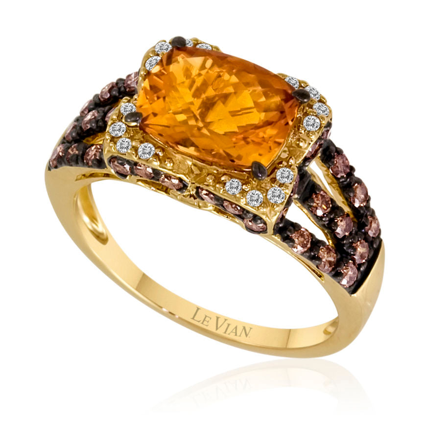 Le Vian Ring featuring Cinnamon Citrine Chocolate Diamonds, White Diamonds set in 14K Yellow Gold - BirthStone.com