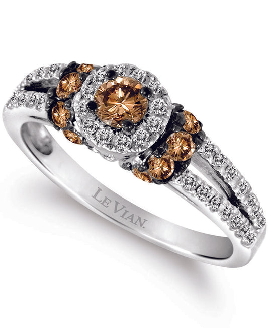 Le Vian Ring featuring Chocolate Diamonds, White Diamonds set in 14K White Gold - BirthStone.com