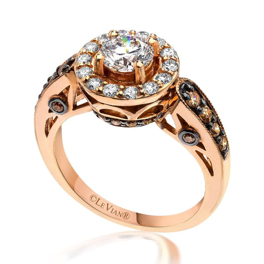 Le Vian Bridal Ring featuring White Diamonds, Chocolate Diamonds set in 14K Rose Gold - BirthStone.com