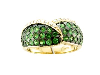 Le Vian Ring featuring Forest Green Tsavorite White Diamonds set in 14K Yellow Gold - BirthStone.com