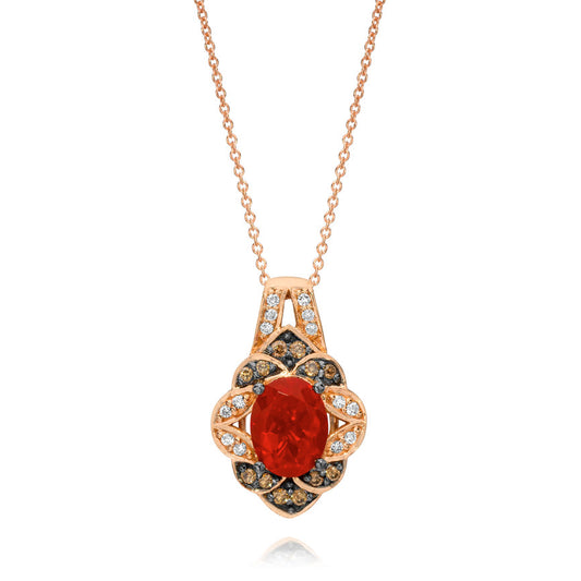 Le Vian Chocolatier Pendant featuring Neon Tangerine Fire Opal Chocolate Diamonds, White Diamonds set in 14K Rose Gold - BirthStone.com