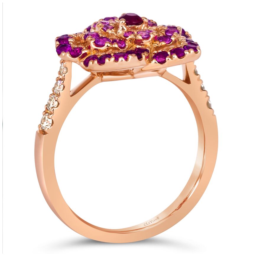 Le Vian Ring featuring Passion Ruby, Bubble Gum Pink Sapphire Nude Diamonds set in 14K Rose Gold - BirthStone.com