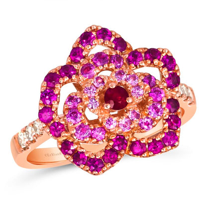 Le Vian Ring featuring Passion Ruby, Bubble Gum Pink Sapphire Nude Diamonds set in 14K Rose Gold - BirthStone.com