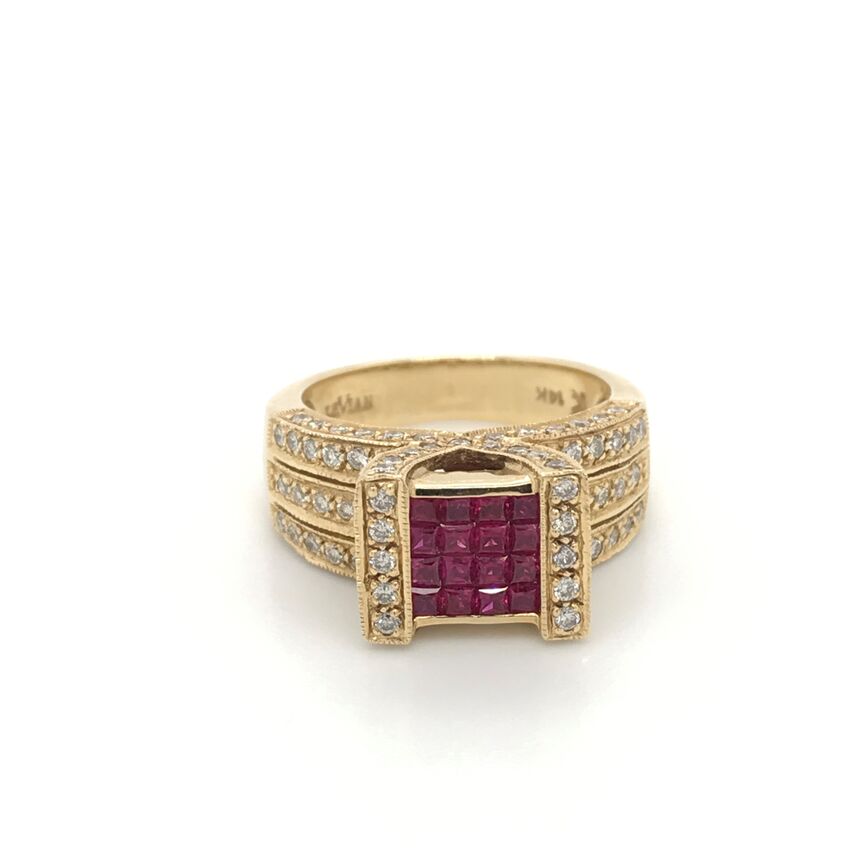 Le Vian Grand Sample Sale Ring featuring Passion Ruby White Diamonds set in 14K Yellow Gold - BirthStone.com