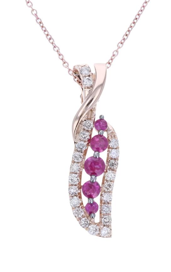 14K STRAWBERRY GOLD DIAMOND RUBY PENDANT