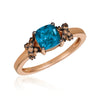 14K STRAWBERRY GOLD DIAMOND LONDON BLUE TOPAZ RING