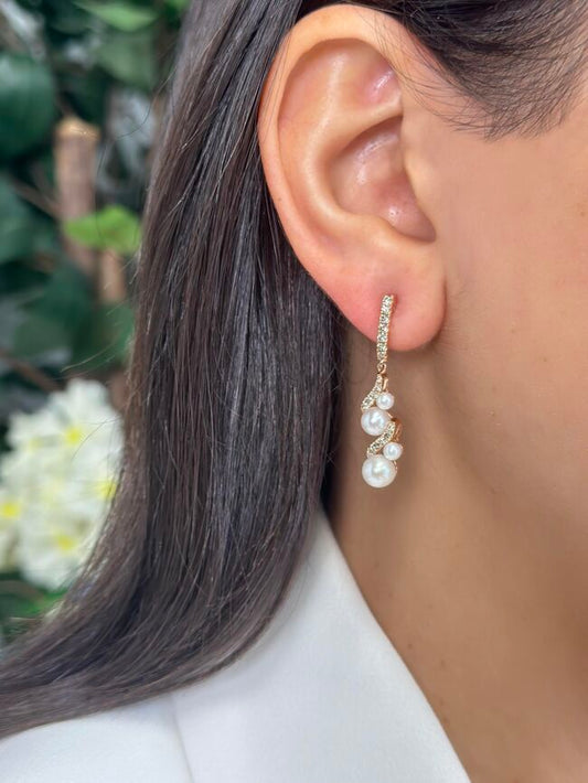 Le Vian Earrings featuring White Pearls Nude Diamonds set in 14K Rose Gold