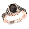 14K STRAWBERRY GOLD DIAMOND SMOKY QUARTZ RING