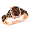 14K STRAWBERRY GOLD DIAMOND SMOKY QUARTZ RING