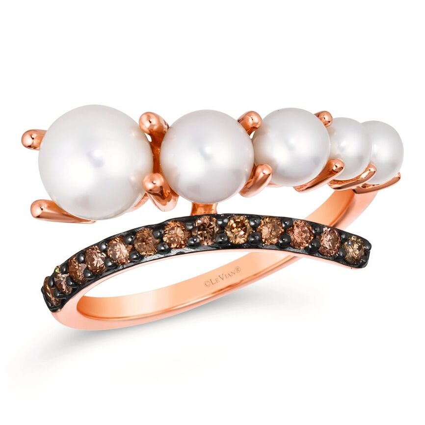 Le Vian Chocolatier Ring featuring White Pearls Chocolate Diamonds set in 14K Rose Gold - BirthStone.com