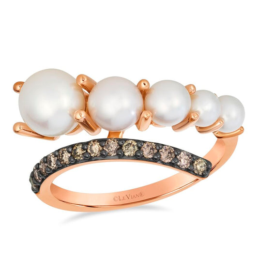 Le Vian Chocolatier Ring featuring White Pearls Chocolate Diamonds set in 14K Rose Gold