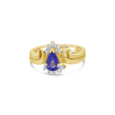 14K YELLOW GOLD DIAMOND TANZANITE RING