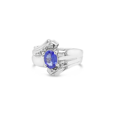 18K WHITE GOLD DIAMOND TANZANITE RING