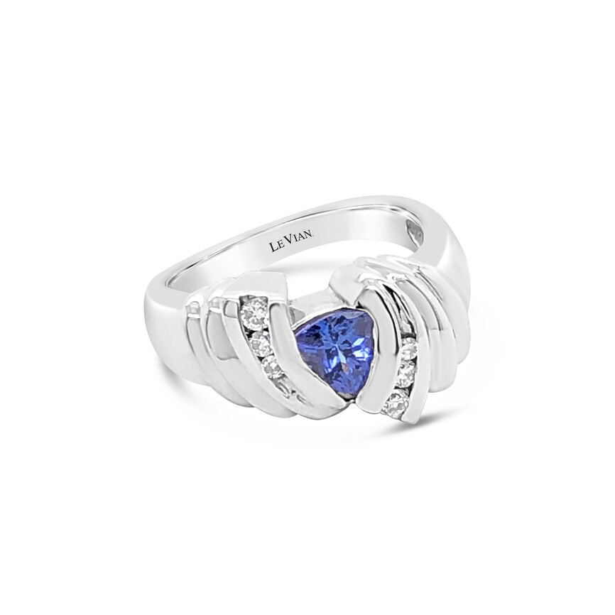 14K WHITE GOLD DIAMOND TANZANITE RING