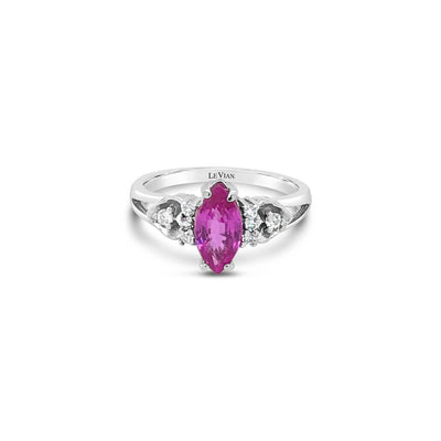 14K WHITE GOLD DIAMOND PINK SAPPHIRE RING