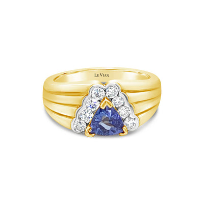 14K YELLOW GOLD DIAMOND TANZANITE RING