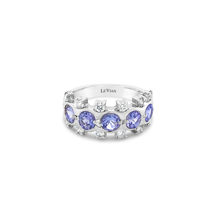 14K WHITE GOLD DIAMOND TANZANITE RING